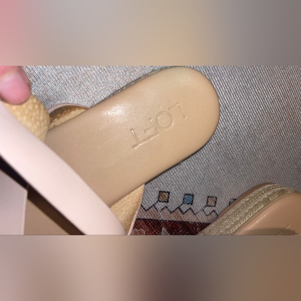 Loft Size 8 Women's Nude Beige Platform Criss Cross Espadrille Sandals - Picture 6 of 11